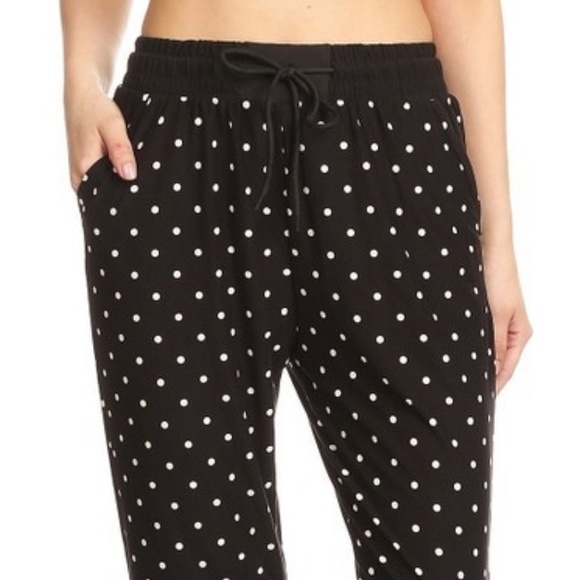 Buttery-soft Joggers Black w/ White Polka Dots - Picture 4 of 4
